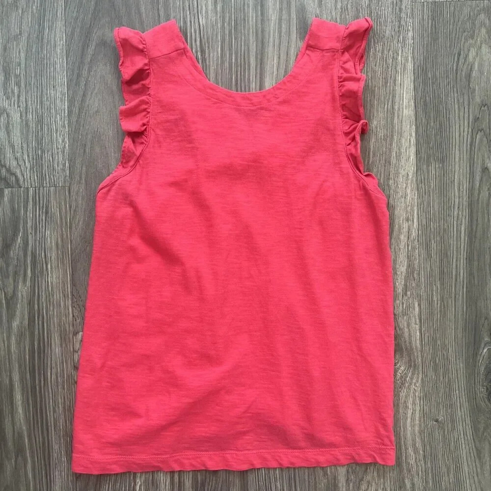 Loft Flutter Sleeve Cross Back Classic Cotton Top Pink Size Small